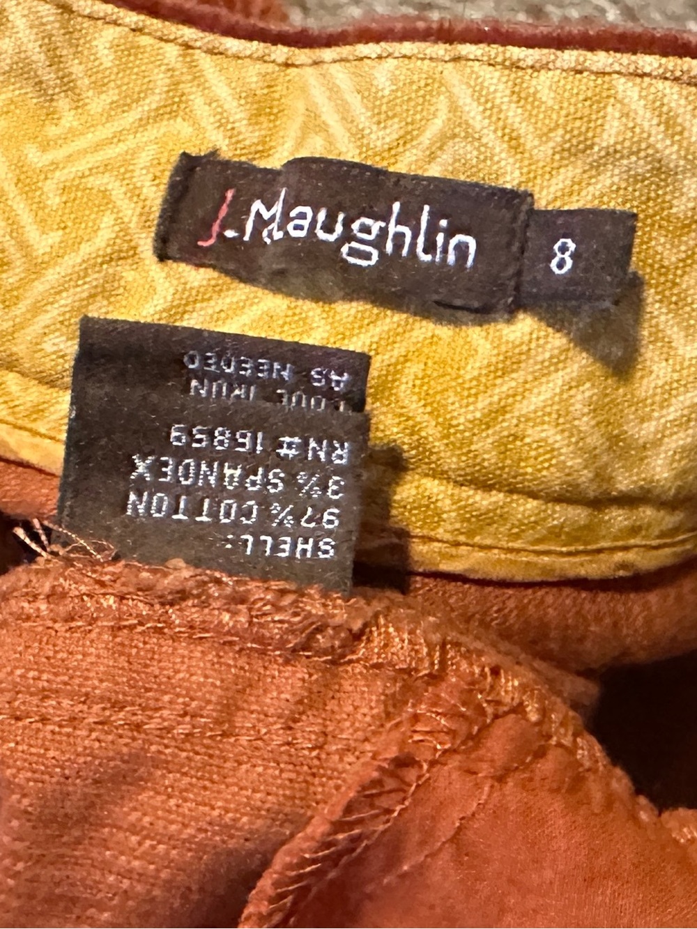 J. McLaughlin Burnt Orange Corduroy Pants Women’s Size 8 Fall Academia Preppy - Picture 11 of 15